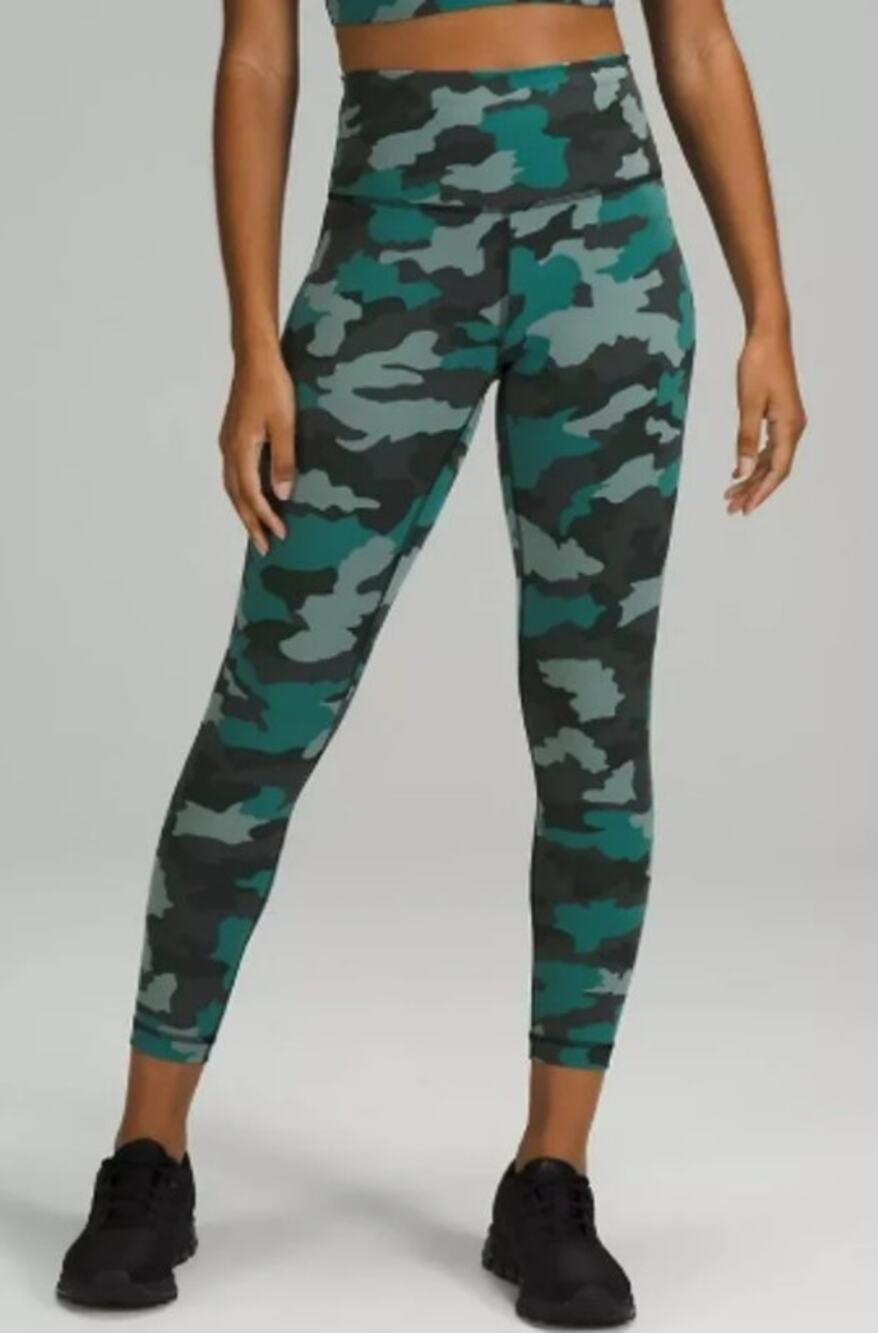 Lululemon Wunder Train High-Rise Tight 25" Camo Teal Size 12
